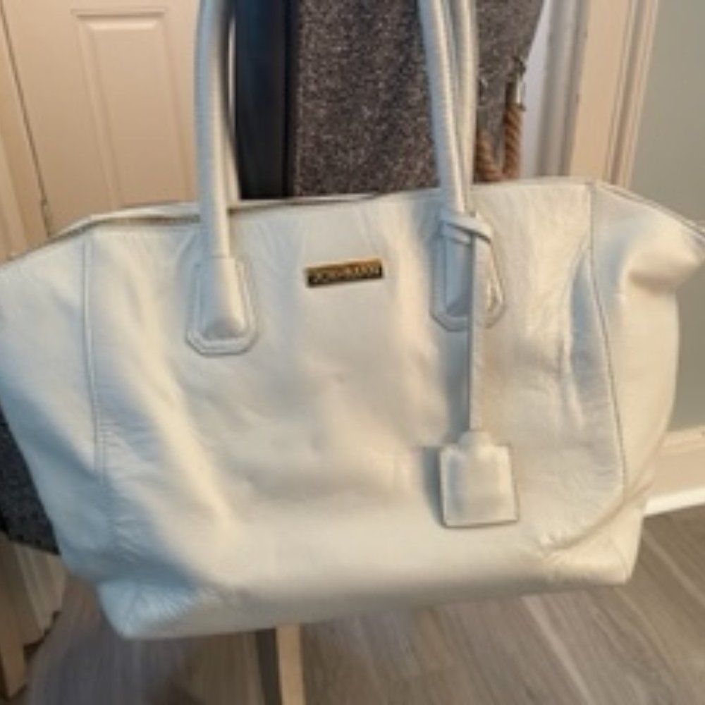 JOY and IMAN Genuine White Leather Satchel